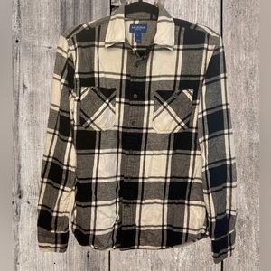 Arizona Jean Company Black and White Plaid Long Sleeve Button Up Shirt - Size S